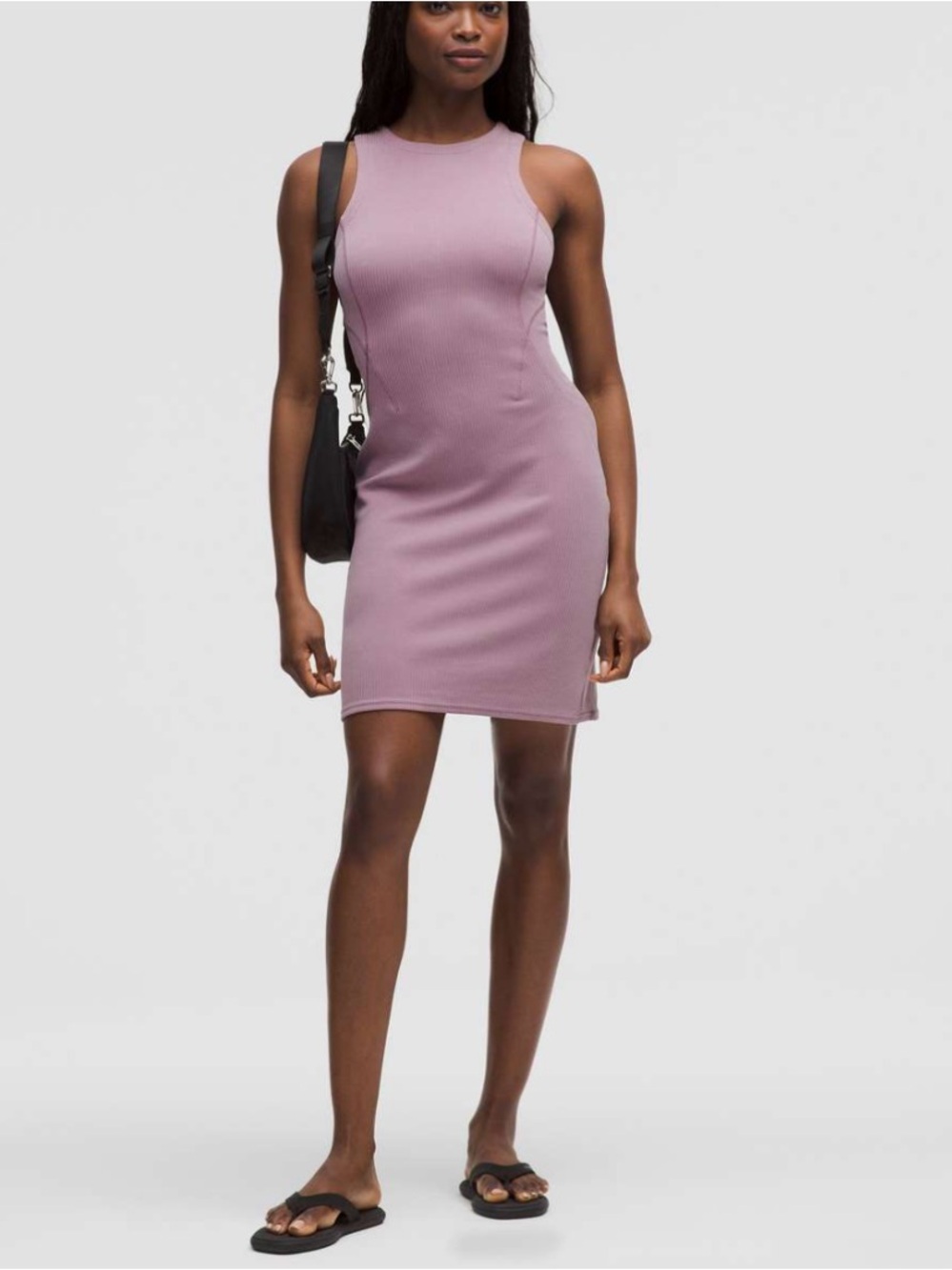 Lululemon Ribbed Softstreme Slim-Fit Tank Dress Lavender Lux Size 12